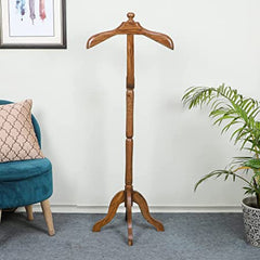 Beverly Studio Teak Wooden Coat Stand/Cloth Hanger - Pedestal Type (Le